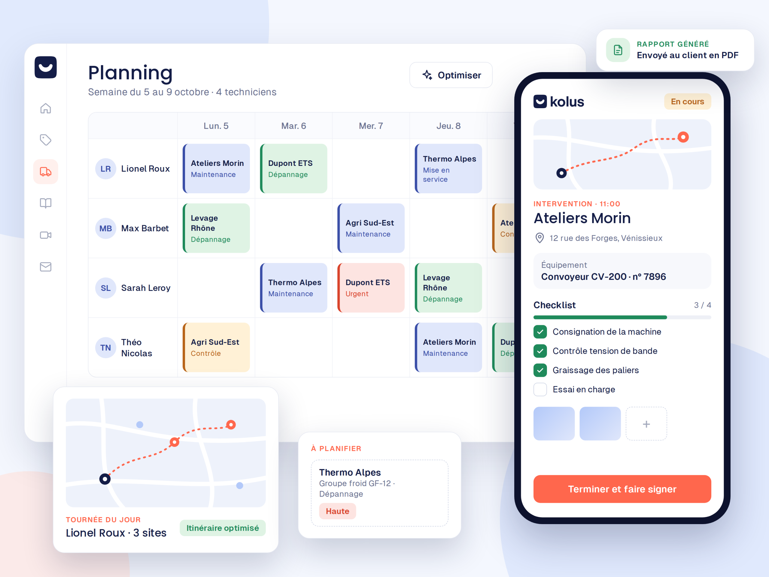 Gestion des interventions terrain Kolus - Planning et application mobile