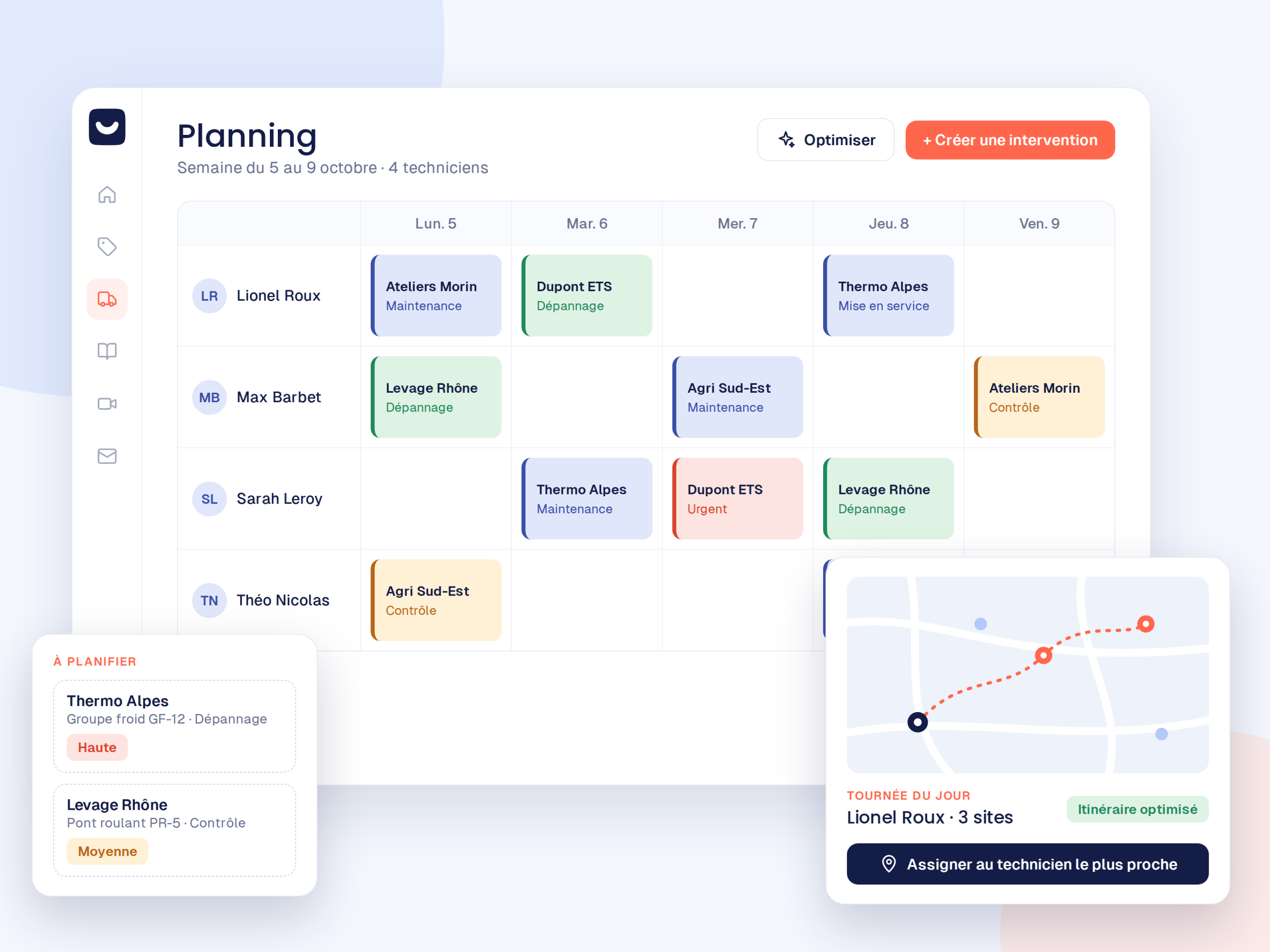 Planning cartographique et calendrier des interventions Kolus